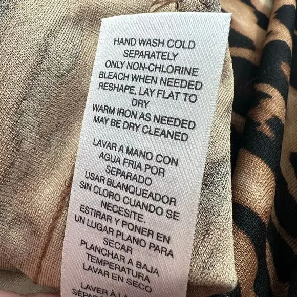 CHICO'S BROWN/ tan ANIMAL LEOPARD PRINT FRINGE PULL ON SKIRT size 2 US large - Picture 7 of 9